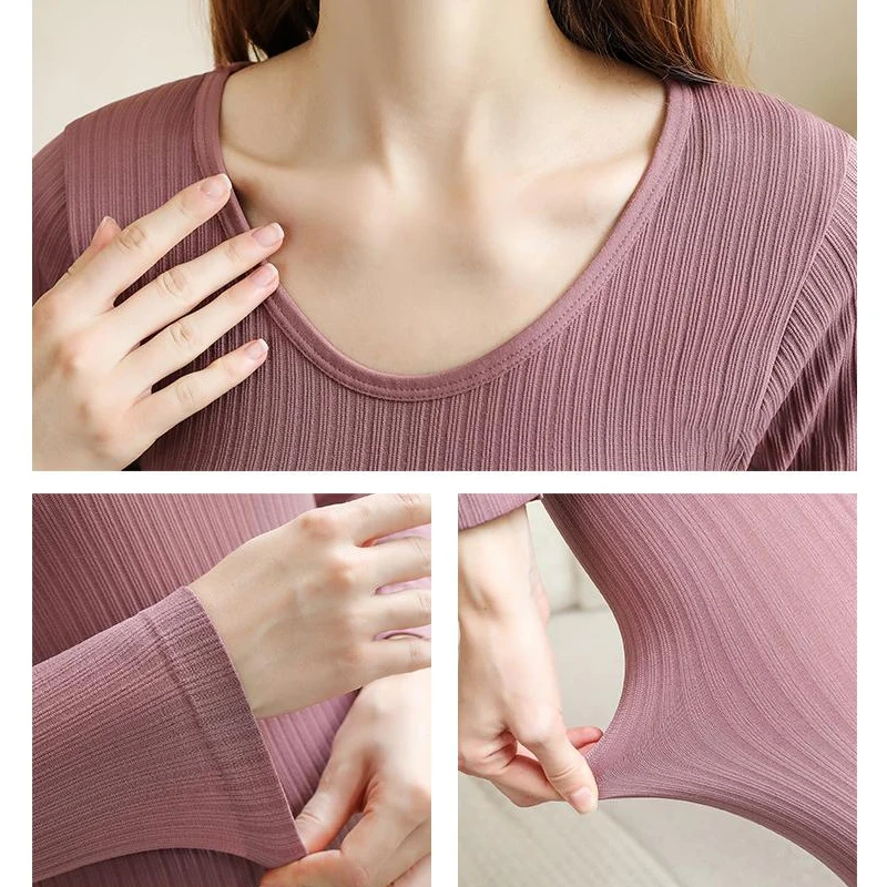 4 قطع النساء الملابس الداخلية الحرارية الدافئة مثير طويلة الأكمام الملابس الشتوية مضلع الحرارية الحميمة مجموعة السيدات سميكة ملابس خاصة جديد