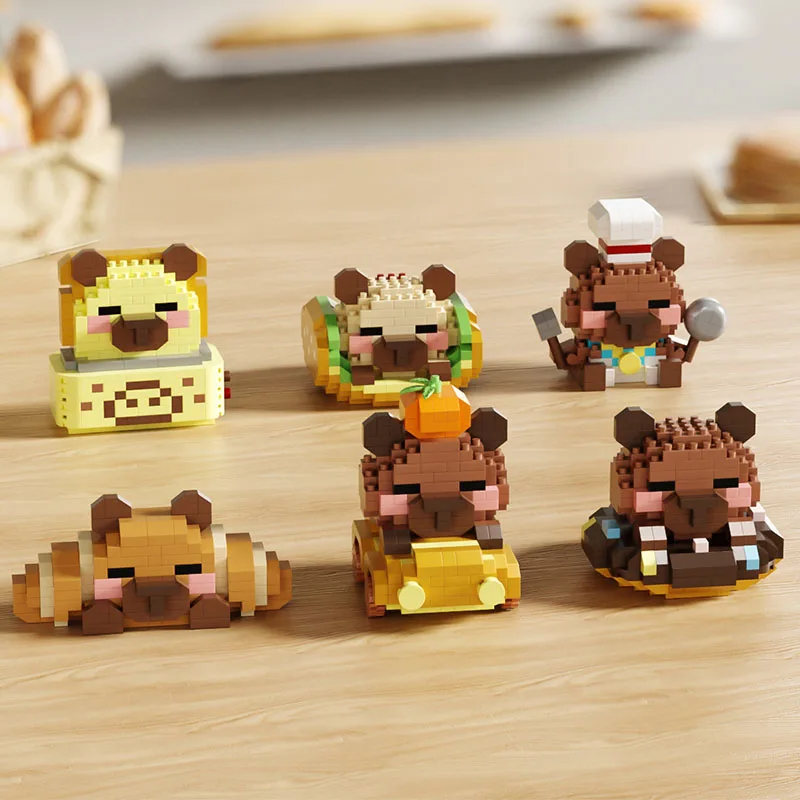 Cute Capybara DIY Small Building Blocks Anime and Cartoon Assembly Action Models Decorative Toys and Birthday Surprise Gifts