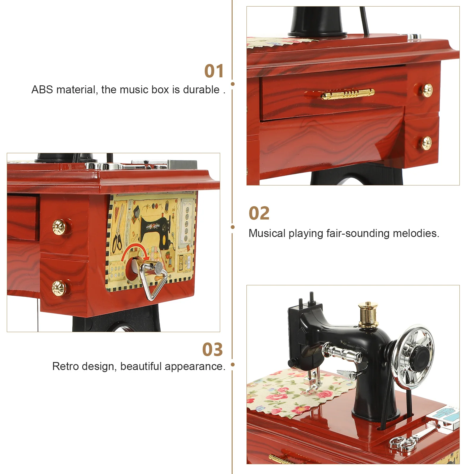 

Vintage Music Box Sewing Machine Design Creative Ornament for Home Romantic Atmosphere Birthday Christmas Mother's Valentine's