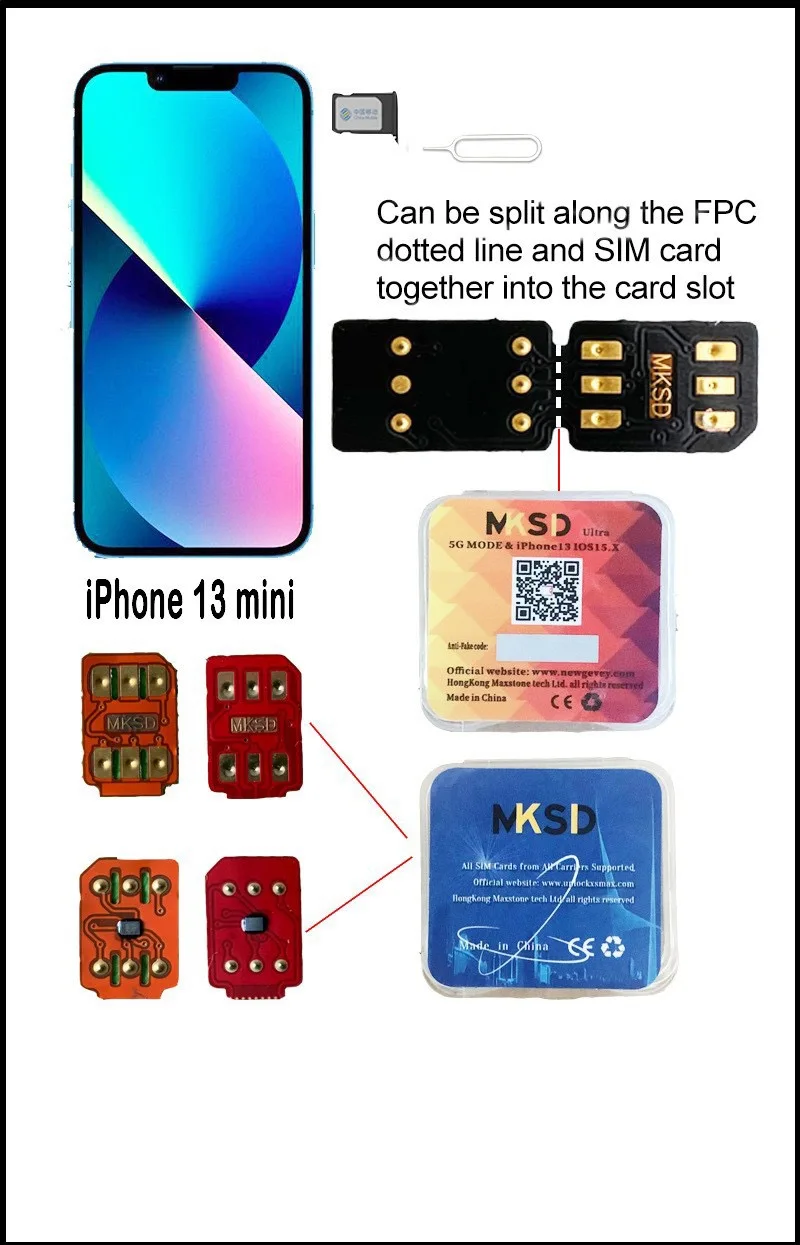 New V5.4 MKSD Ultra 5G Mode Unlocking Card Sticker For iphone6/7/8/X/XR/XSMAX/14PM MKSD Ultra Yellow Unlocked Card Stickers