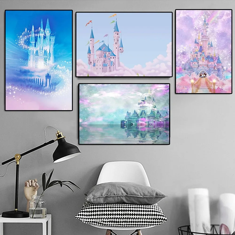 Disney Dream Castle Cartoon Poster And Print Abstract Disneyland Canvas Painting Wall Art Home Princess Room Decoration Pictures