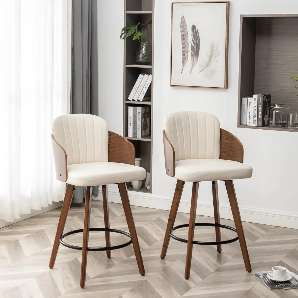 Counter Height Bar Stools,Swivel Bar Stools with Back and Arms,Leather Barstools ,Upholstered Counter Stools