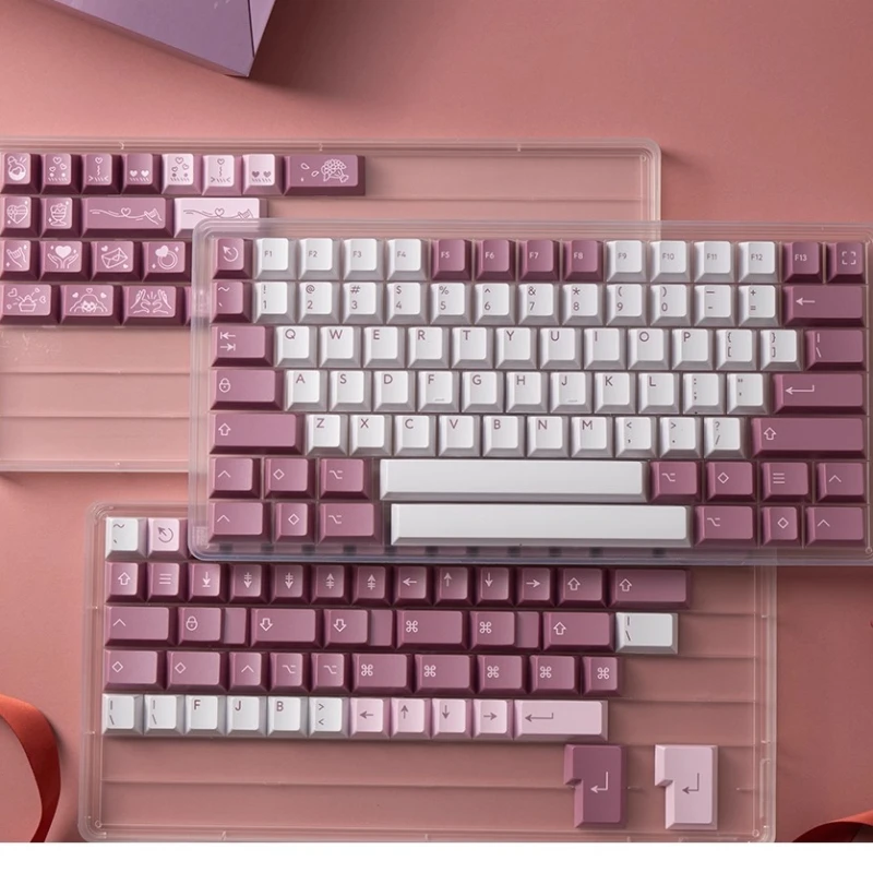 Keycaps PBTfans Blush ABS Keyboard Mekanik Kustom Dua Warna MX Keycaps Pink Lucu Manis Keycaps Cheery Factory Height