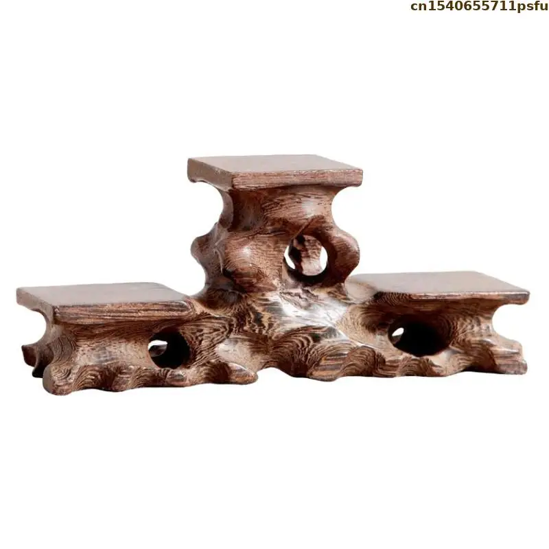 Natural Solid Wood Standing Flower Base Vase Flower Pot Sorting Table Stand Bonsai Holder Plant Decor Shelves Tea Sets Pedestal