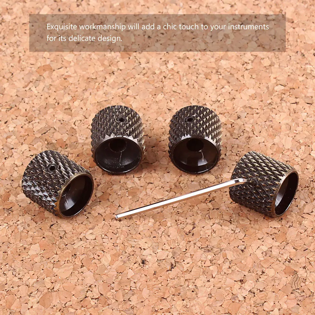 4Pcs Aluminum Alloy Metal Guitar Control Knobs Volume Tone Bass Electric Instrument Replacement Set Guitar Control Knob
