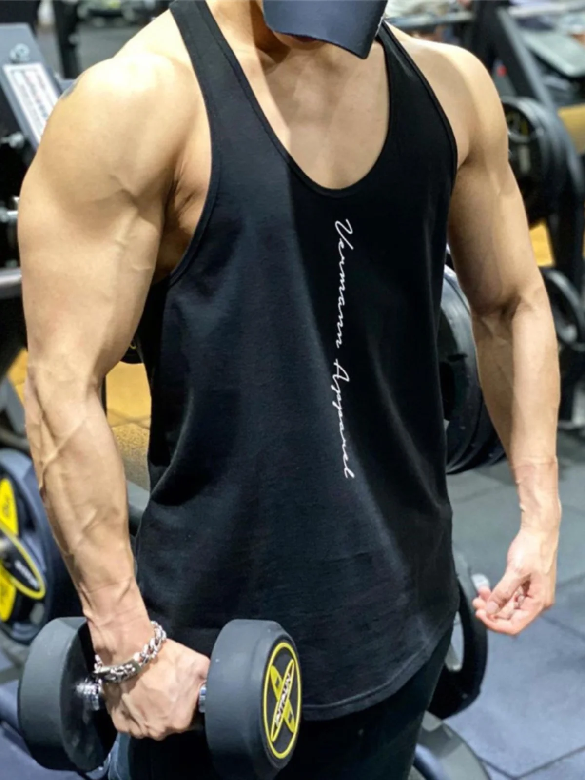 

Men's Sport Vest Sleeveless Top Strap Fitness Clothes Muscle Iron Dog Elastic Quick Dry Workbench Breathable Trendy Brand