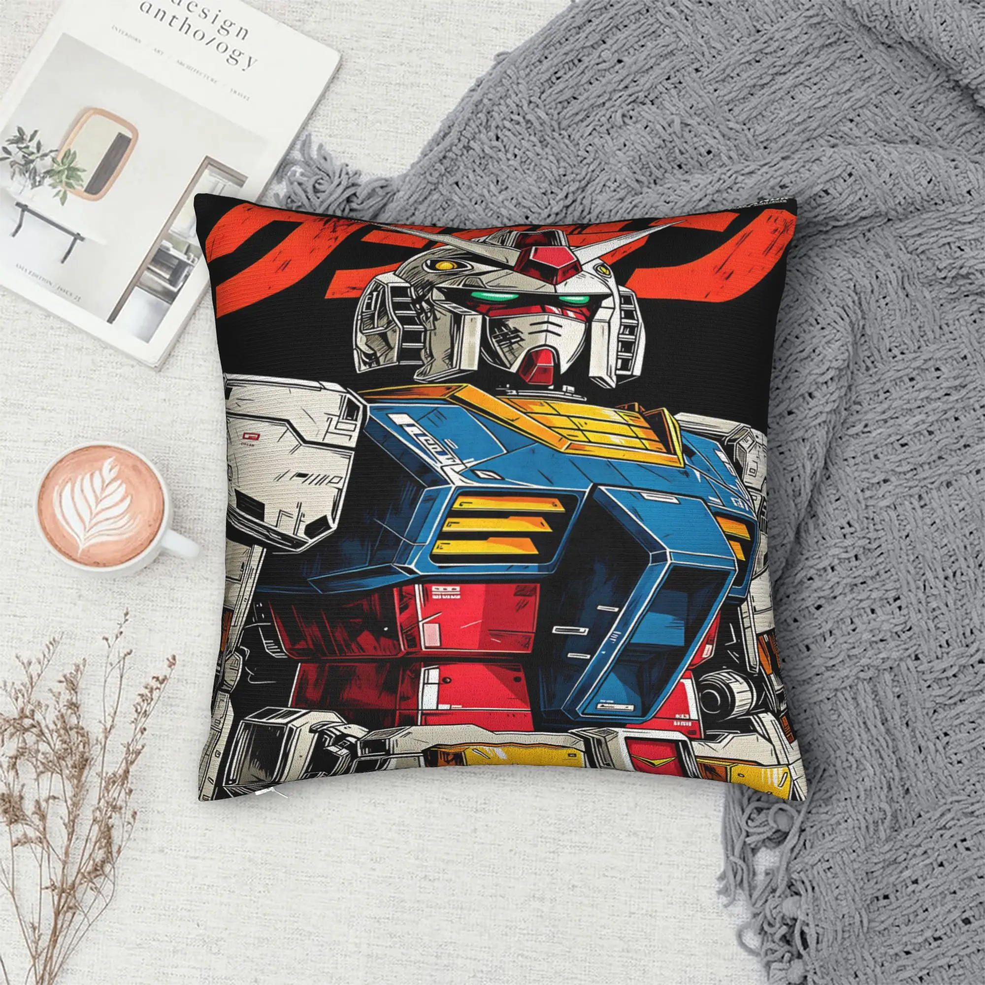 Pillow Case Mobile Suit Gundam Comfy  Pillow Cover For Sofa Bedroom Home Decor Funny Pillowcases