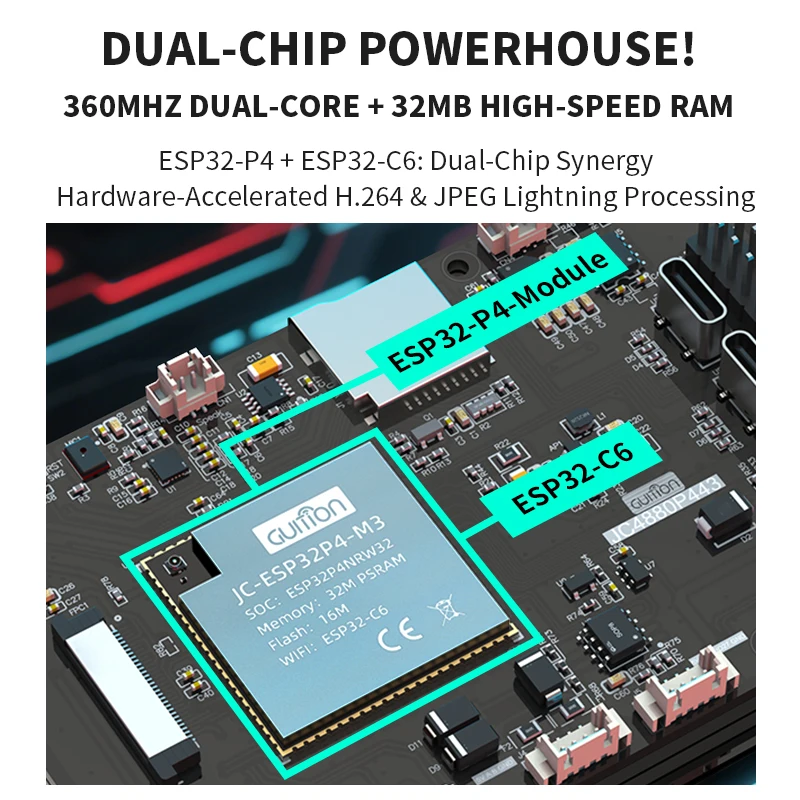 ESP32-P4 ESP32-C6 4.3 Inch Capacitive Touch Screen Display Development Board Wireless BT RISC-V Dual-Core 32MB PSRAM 16MB Flash