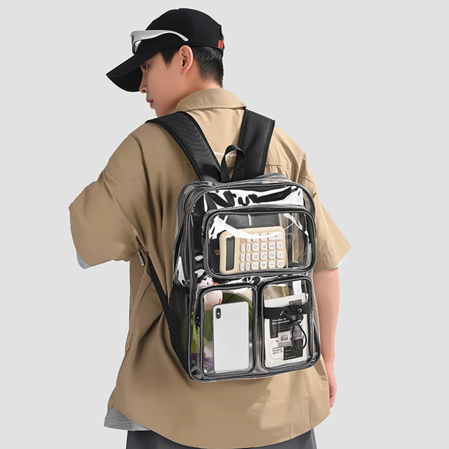 

Backpack Waterproof Transparent School Bag Girl Large Capacity Knapsack Solid Clear Backbags Men Fashion Transparent Plastic Bag