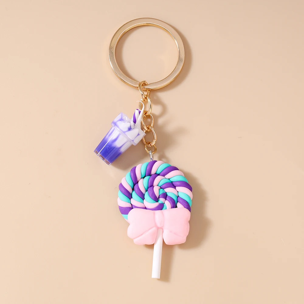 Pretty Resin Candy Lollipop Keychain, Juice Pendant