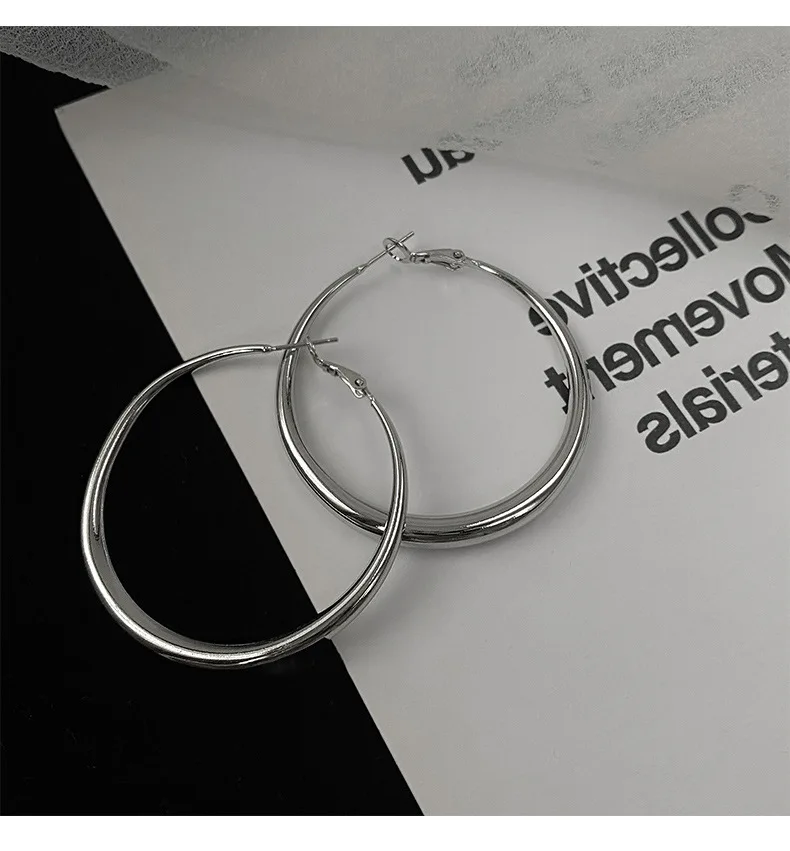 Fashion Exaggerated Big Circle Hoop Earrings for Women Statement Jewelry Smooth Circle Earrings Femme Boucles D'oreilles - detail 2