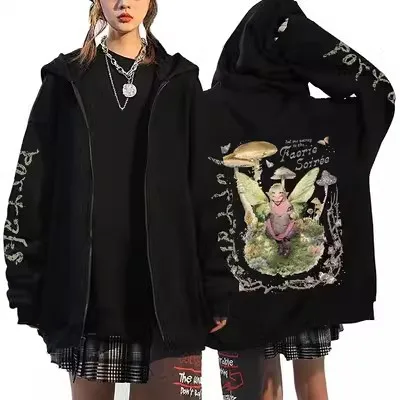 New Autumn and Winter Embroidered Letter Zipper Jacket with Plush and Thickened Hoodie for Women