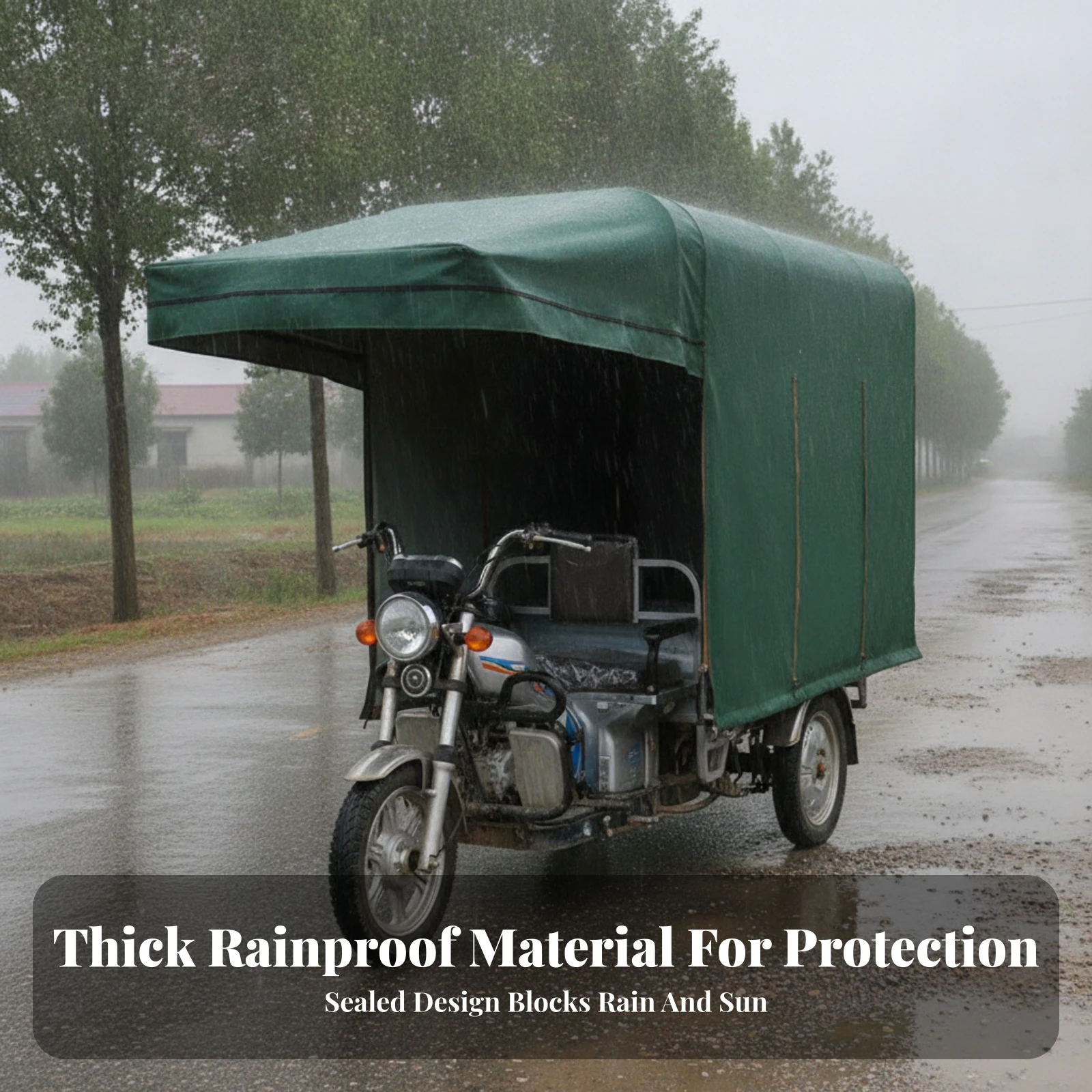 Green Canopy Cloth Thickened Electric Tricycle Canopy Tarp Electric Tricycle Cover Side Panels