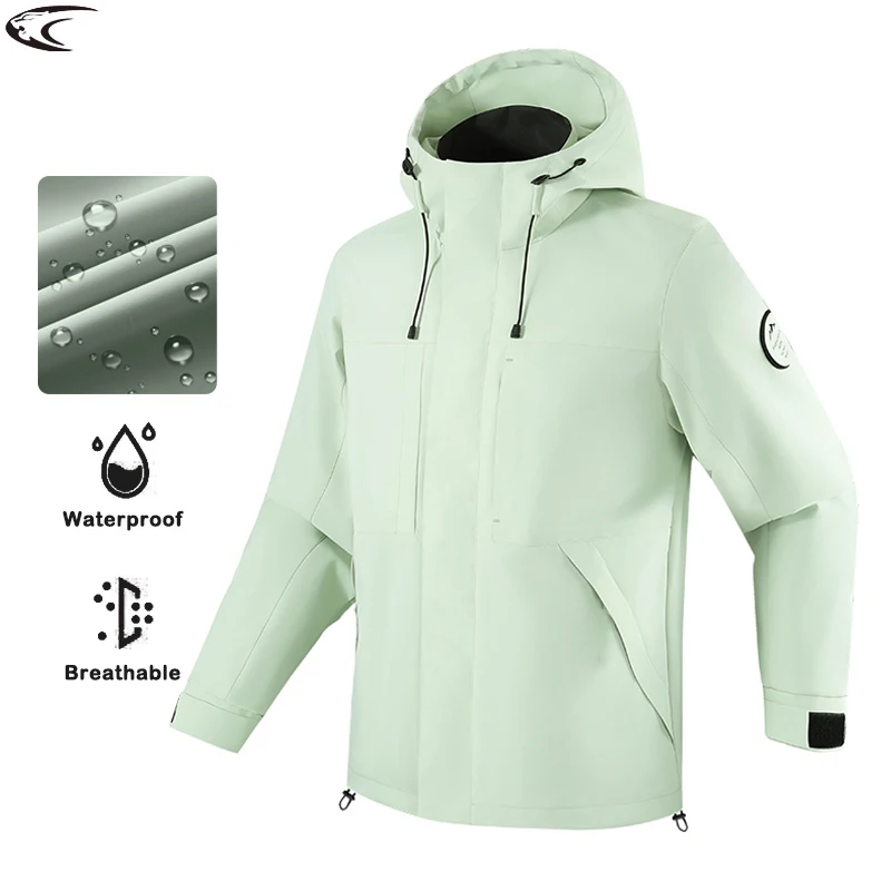 LNGXO Men's Women's Waterproof Windbreaker Outdoor Sport Windproof Single-Layer Jacket Hiking Trekking Mountaineering Rain Coat