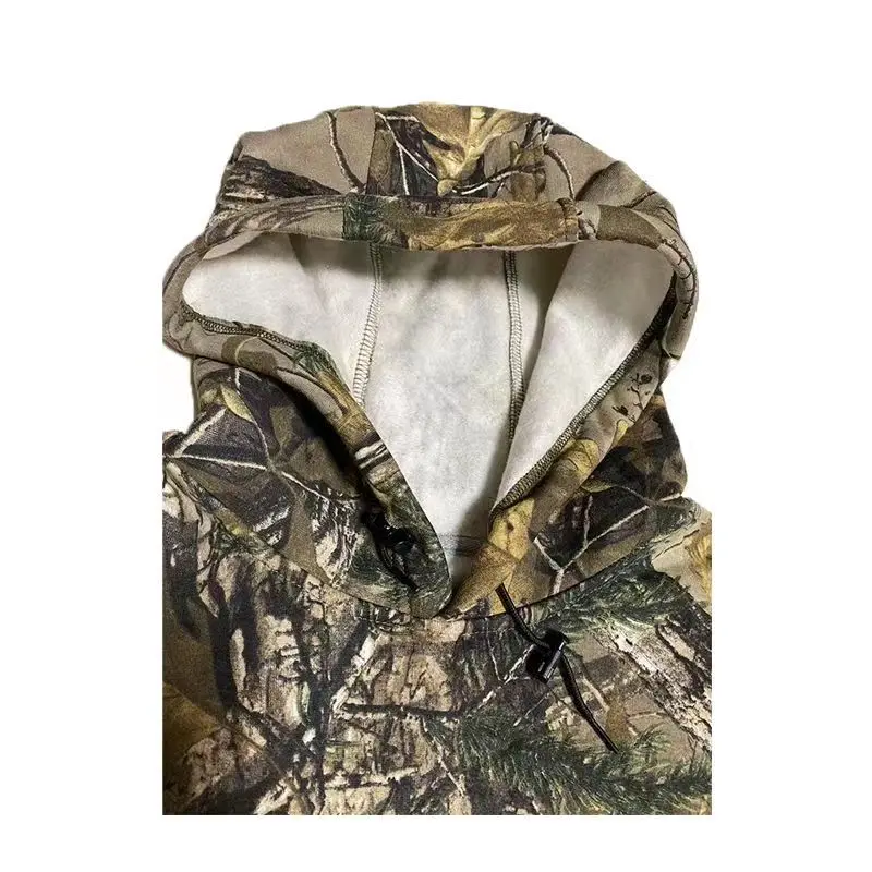 Men\'s spring autumn Fishing Hoodies Pine Branch Boinic Camouflage Hunting Sport Top Full Cotton Thin Fleece Keep Warm Sweater