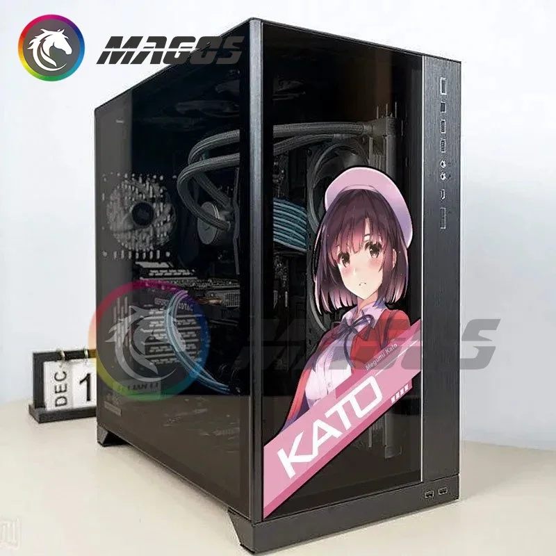 DIY PC Case Anime Stickers for ATX Mid PC Case Cartoon Computer Decorative Decal Waterproof Removable 35X20CM