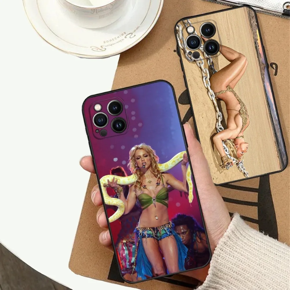

Singer B-Britney S-Spears Phone Case For iPhone 16,15,14,13,12,11,Plus,Pro Max,XS,X,XR,SE,Mini,8,7 Soft Silicone Black Cover