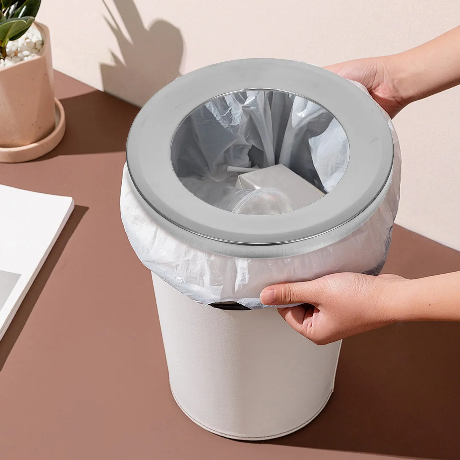 

Круглая металлическая крышка для мусорного ведра из нержавеющей стали, сменная крышка для настольного мусорного бака для кухни и ванной комнаты