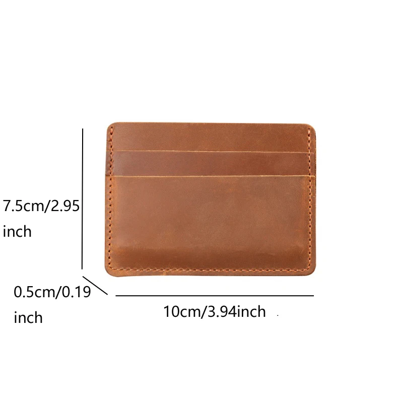 Porte-cartes en cuir de vachette fait main pour hommes, couche de tête, sac à cartes, portefeuille en cuir véritable, 5 emplacements pour cartes, portefeuille court et fin, sac pour cartes de crédit