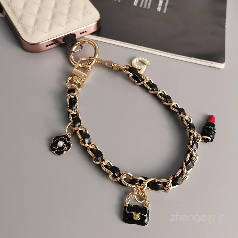 Mobile Phone Lanyard Pickup Carrying Chain Short Wrist Strap Style Phone Universal 5 Lipstick Strap Small Fragrant Wind Pendant