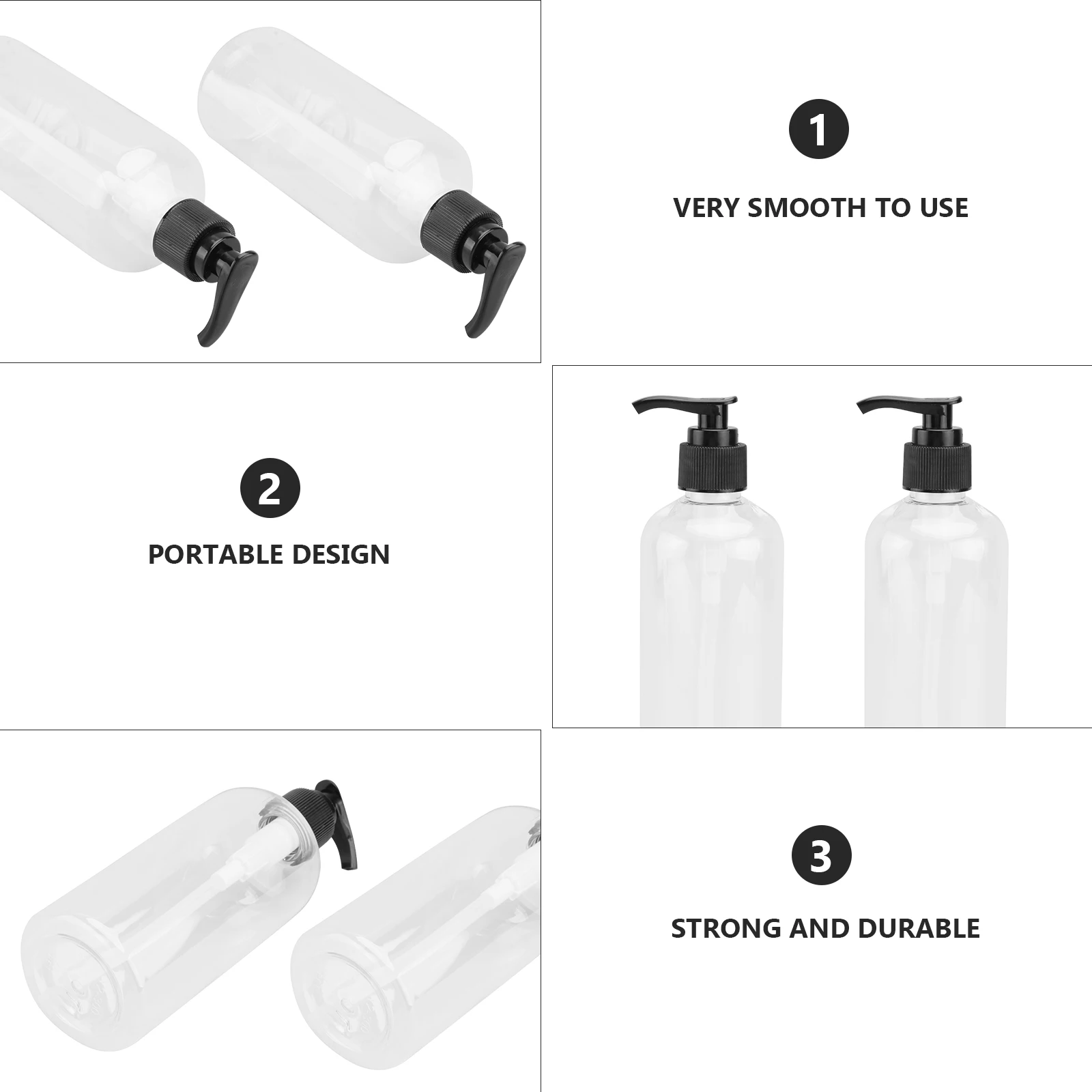 

5Pcs Press Pump Bottles Black Refillable Shower Gel Empty Dispenser Subpackaging Bottle for Lotion Soap Travel Storage
