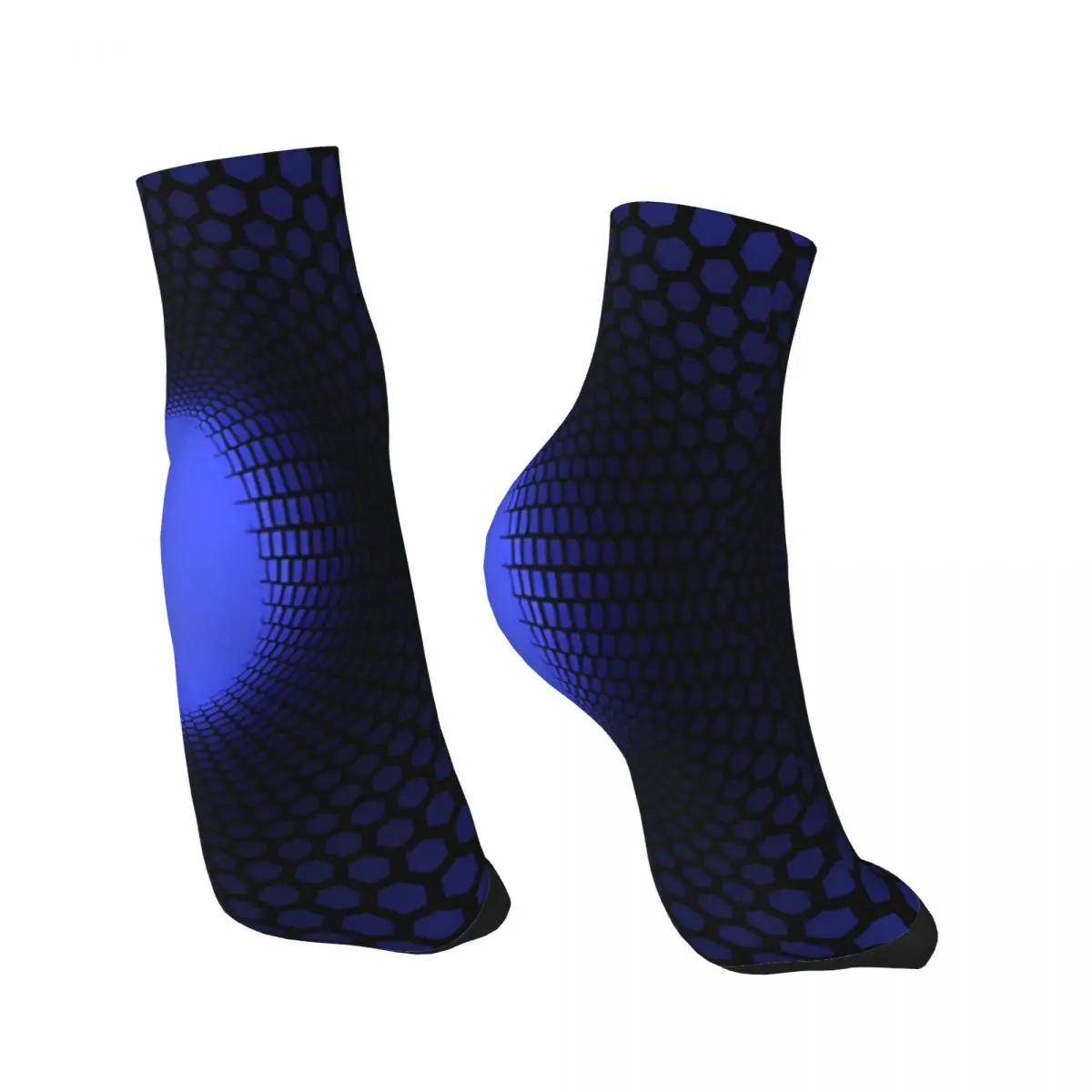 Funny Men's Ankle Socks Blue Vortex Spiral 3D Vortex Illusion Harajuku Casual Crew Sock Gift Pattern Printed