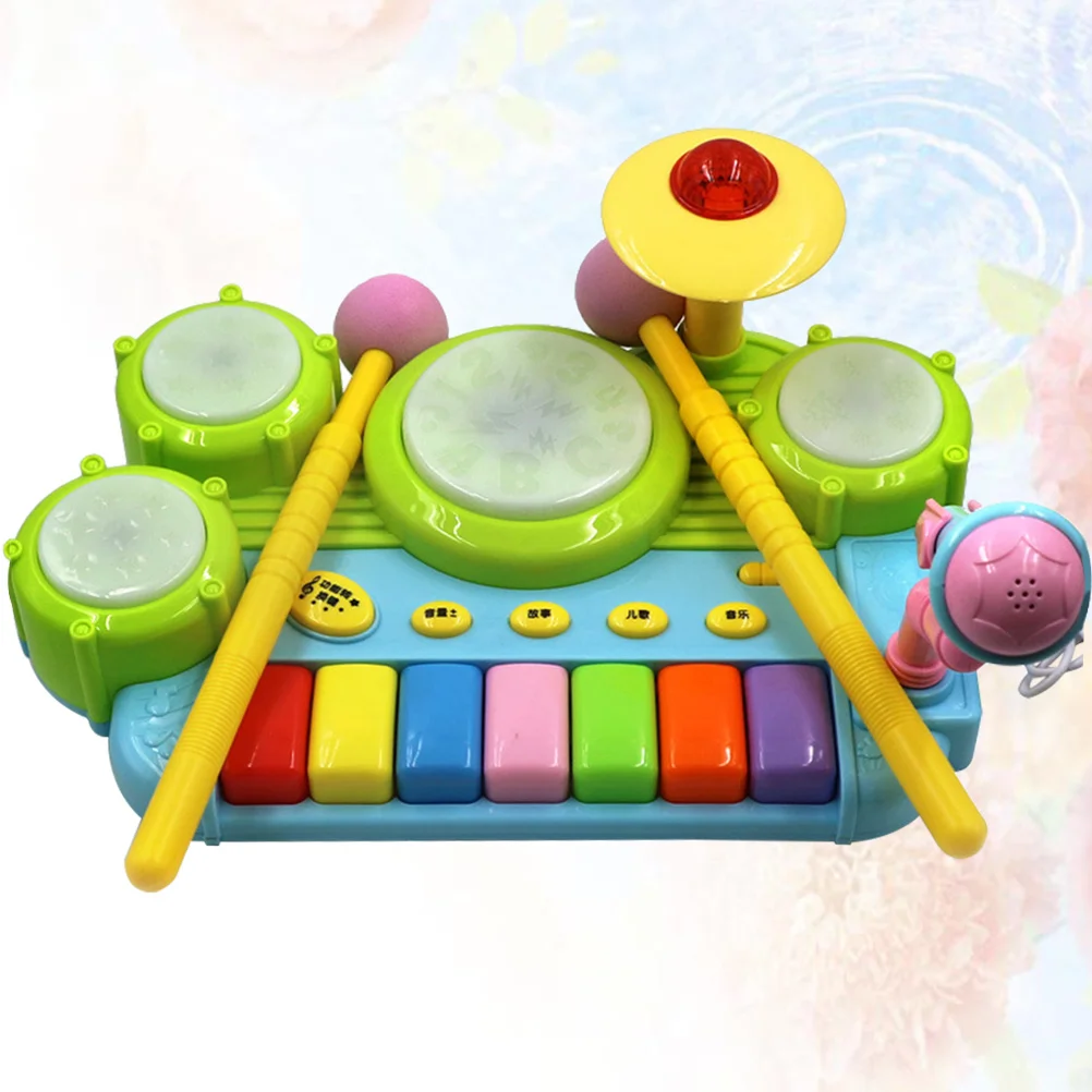 Set di strumenti musicali educativi per batteria jazz per bambini Sviluppo sensoriale Microfono Effetto sonoro Colori vivaci Regalo per l'apprendimento precoce