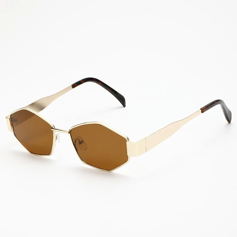 Popular fashion sunglasses, polygonal metal sunglasses, women\'s high-end fashion street photography sunglasses