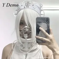 Y Demo Techwear Handmade Rivets Decorative Mask Casual Egirl Chains Punk Transparent Pvc Breath Masks Cosplay