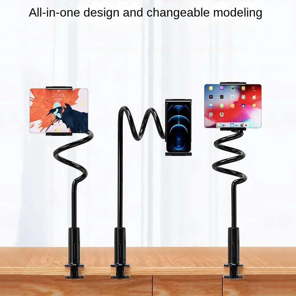 Long Arm Cell Phone Holder 70/80/90/120cm Flexible Bedside Extension Clamp Multi Functional Creative Phone Spiral Holder