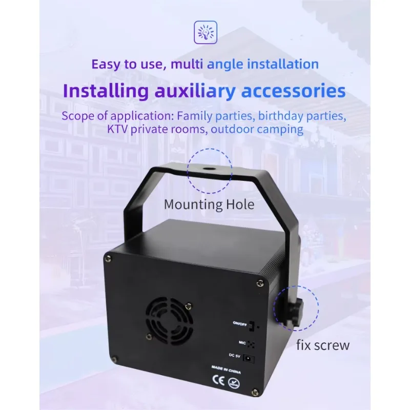 جهاز عرض LED للحفلات، أجهزة عرض نجوم للإضاءة الليلية لمصابيح حفلات إيقاع الموسيقى للأطفال في غرفة النوم #6