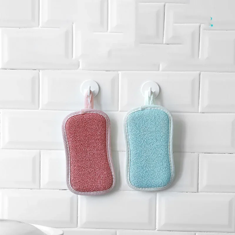 1Pcs Kitchen Cleaning Towel Kitchenware Brushes Anti Grease Wiping Rags Absorbent Washing Dish Cloth Accessories Sided Sponge