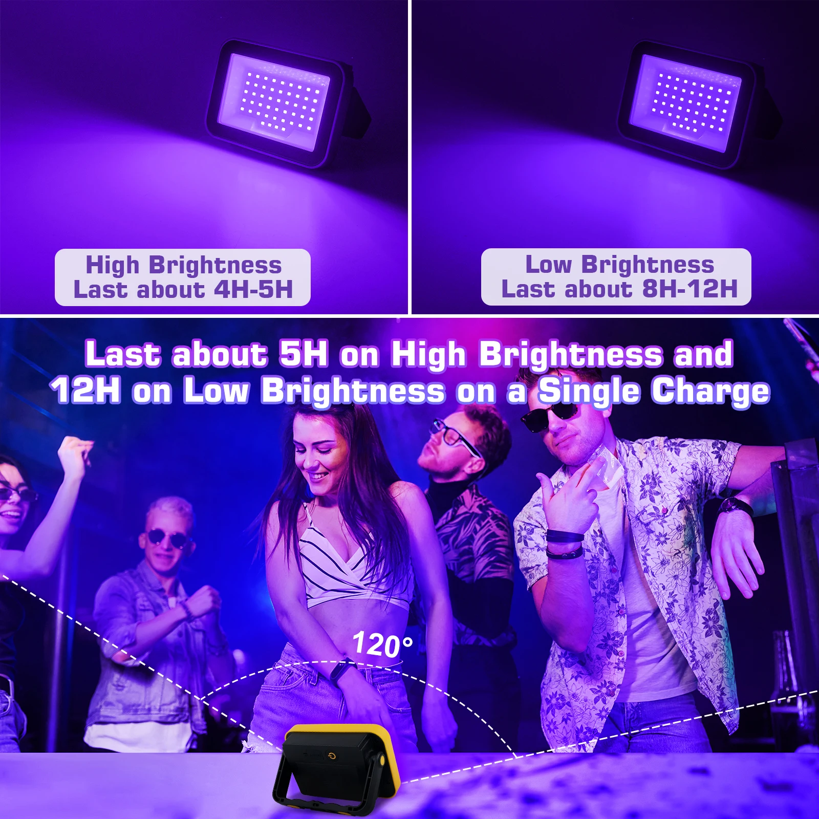 LED UV Black Lights Work Light Stage Blacklight Ultraviolet Flood Effect Light for Halloween Xmas Dance DJ Disco Party