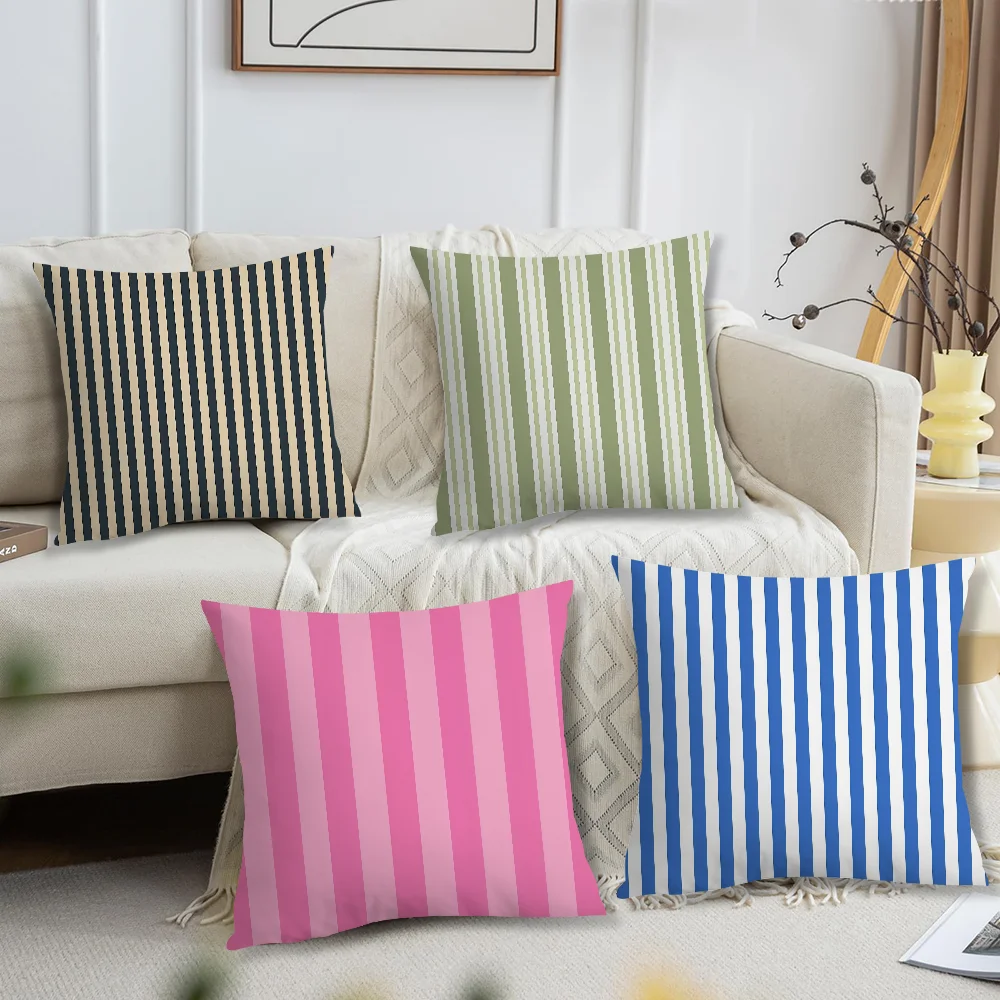 Fashion Stripes Design Art Pink Color Cushion Cover Soft Pillow Case for Sofa Living Room Home Office Decor Protective Covers