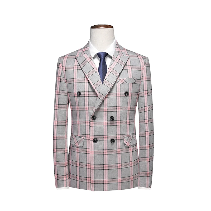 

2024 New Men's Striped Suit Jacket Fashion Slim Plaid Dress Coat Red Purple Pink Gray Blazers Big Size M-5XL 6XL Terno Masculino