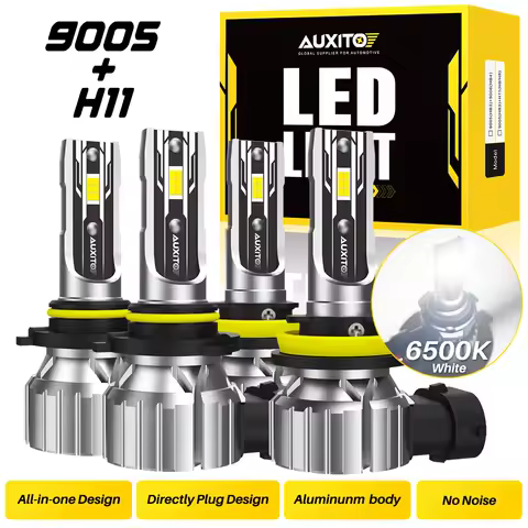AUXITO H8/H11 9005/HB3 LED Headlight Bulbs Combo Canbus No Error High Low Beam Kit Car Head Light Fog Lamp High Power 6500K 12V
