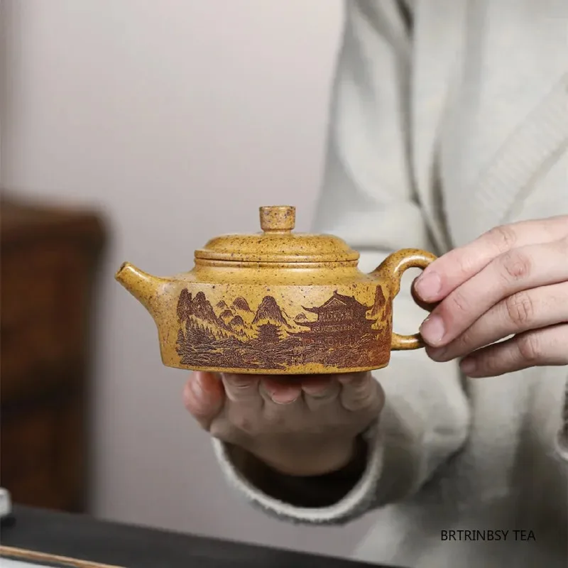 

Китайский фиолетовый глиняный чайник, традиционный чайник ручной работы, красивый чайник, чайник с необработанной рудой, чайный сервиз Цзыша, чайная посуда