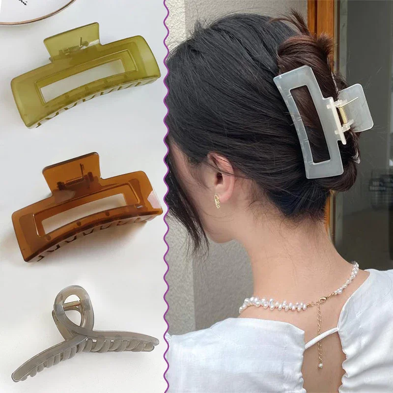 

Акриловый прозрачный зажим для захвата, темпераментный зажим в виде акулы, большие желеобразные заколки для волос на затылке, летние нескользящие заколки для хвоста