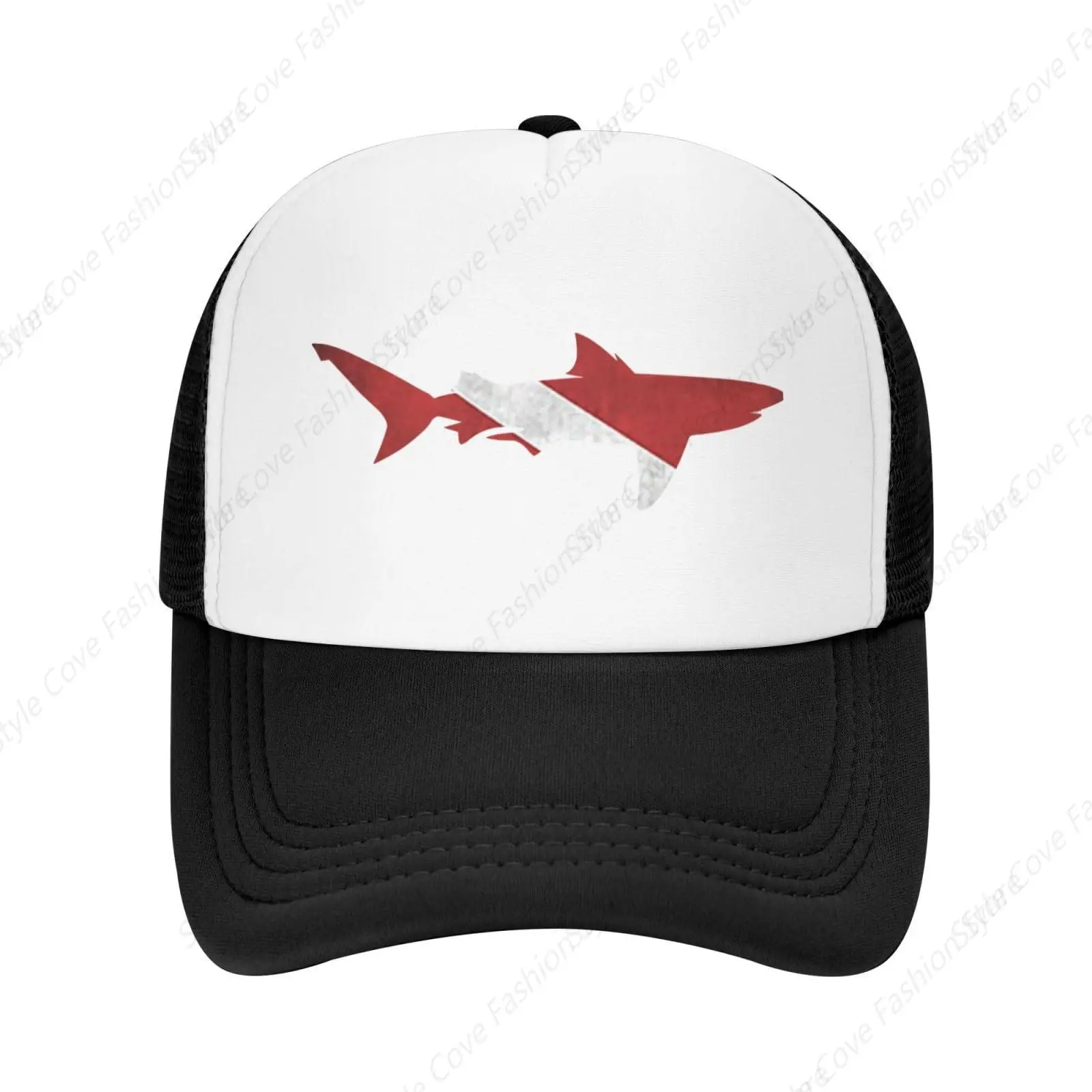 

Vintage Shark Scuba Dive Flag Trucker Hat Unisex Baseball Hat Summer Adjustable Sunshade Hat Hip Hop Streetwear Truck Hats