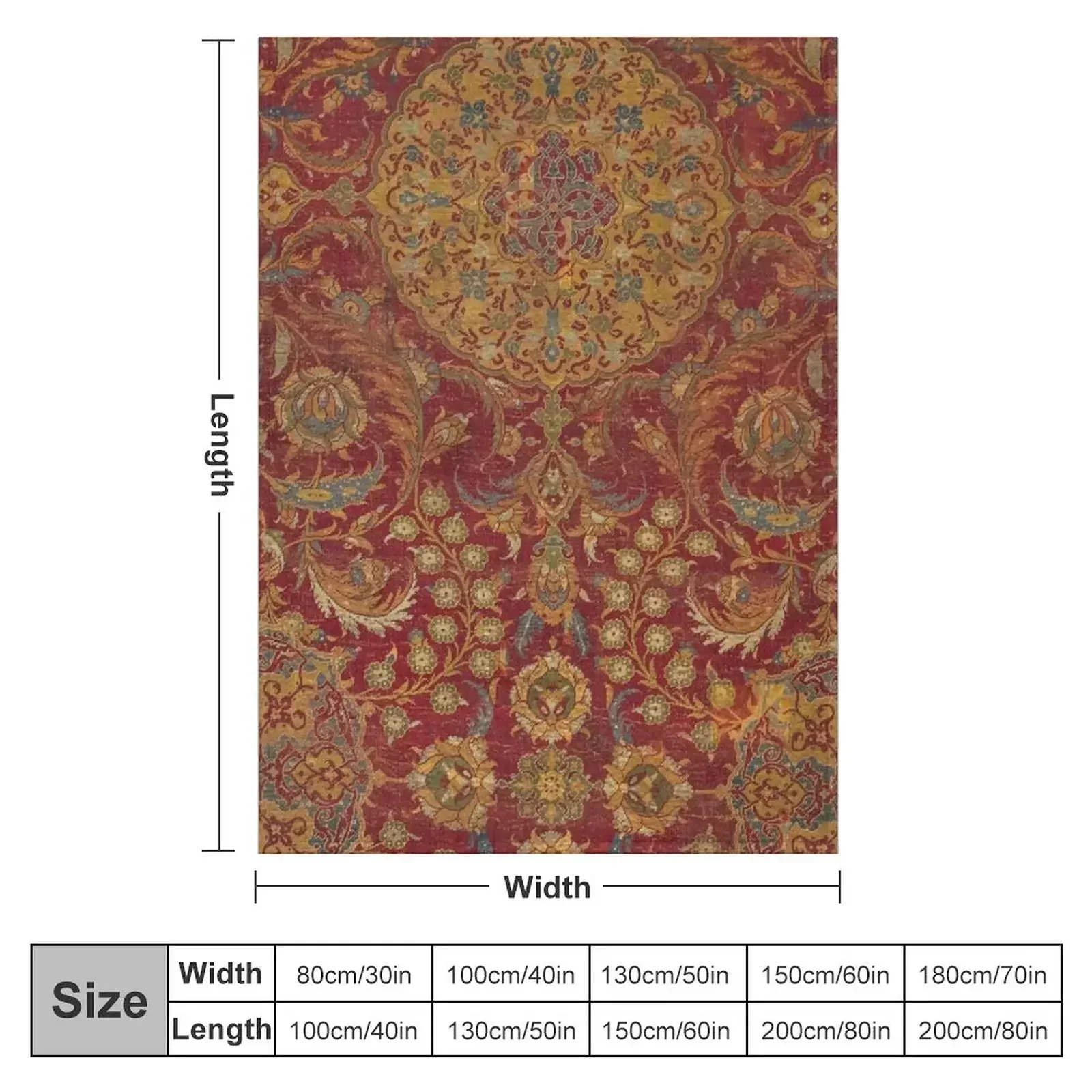 Boho Funky III // 16th Century Distressed Red Green Blue Flowery Colorful Ornate Rug Pattern Throw Blanket Hair Blankets