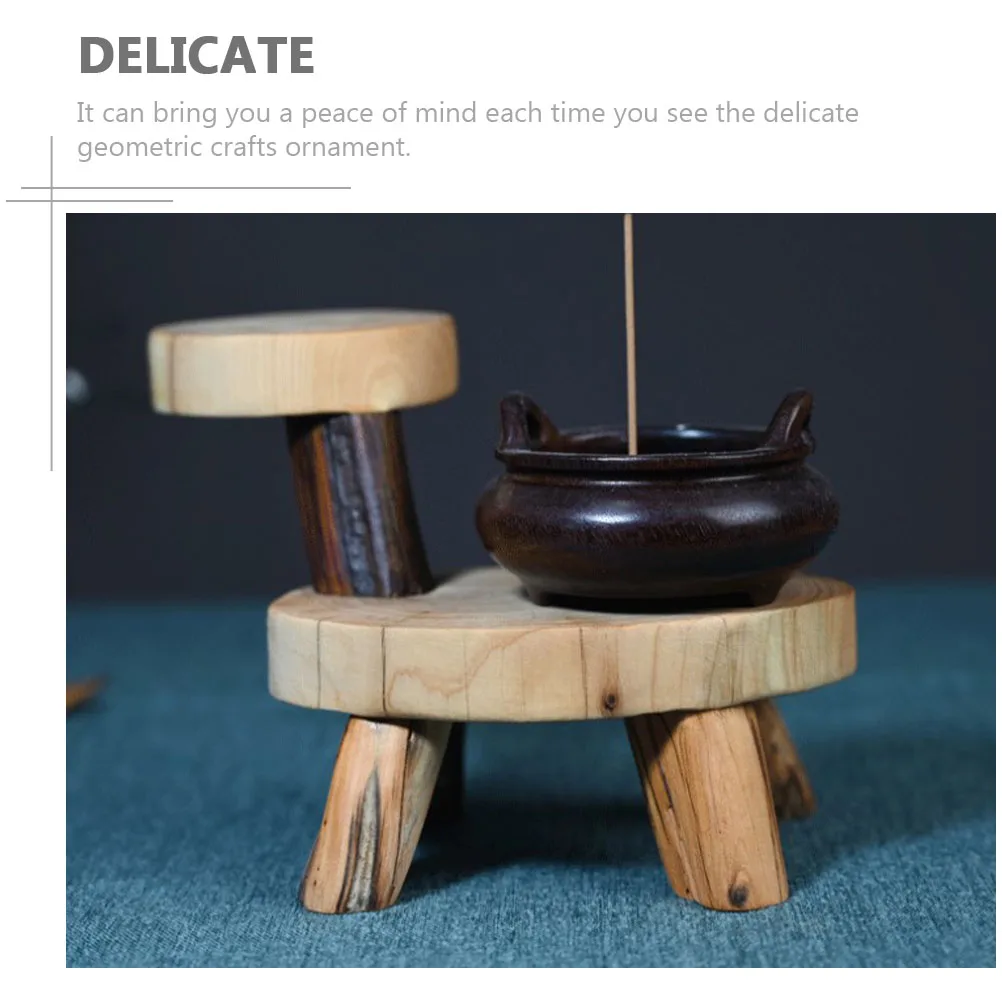 

Creative Wood Crafts For Home Office Decor Small Light Wooden Base Geometric Desktop Ornament Mini Key Holder Burner Stand Wood