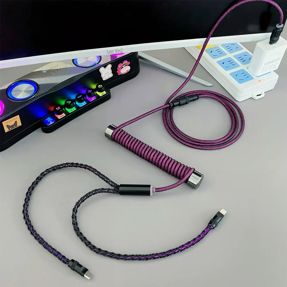 

Двойной 8K монокристаллический медный полый кабель для авиационной механической клавиатуры с подсветкой, спиральный кабель 8K с магнитным переключателем, кабель для мыши