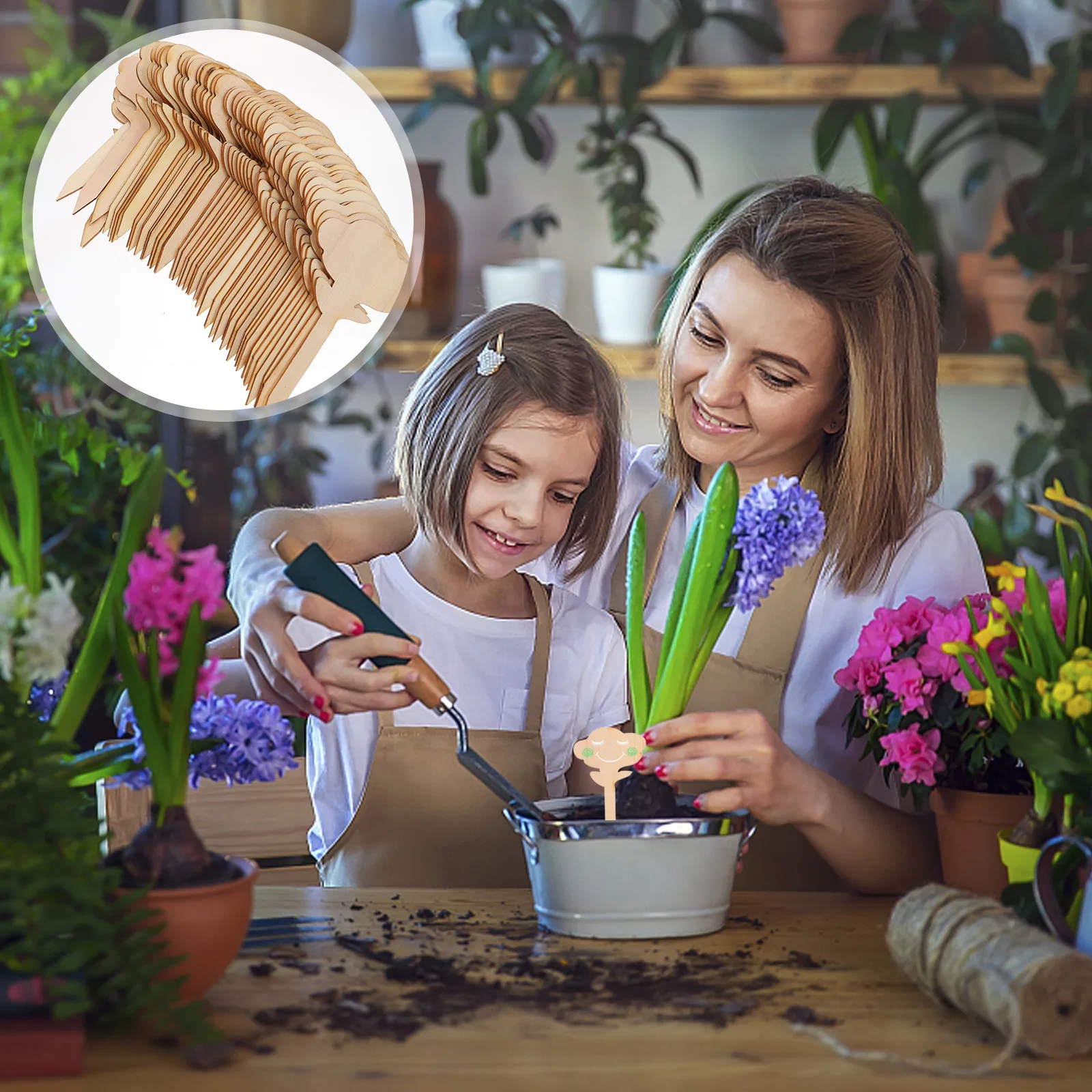 

50pcs Wooden Plant Labels Fine Polishing Smooth Safe Garden Markers Decorative Practical Home Yard Flower Store Gardening