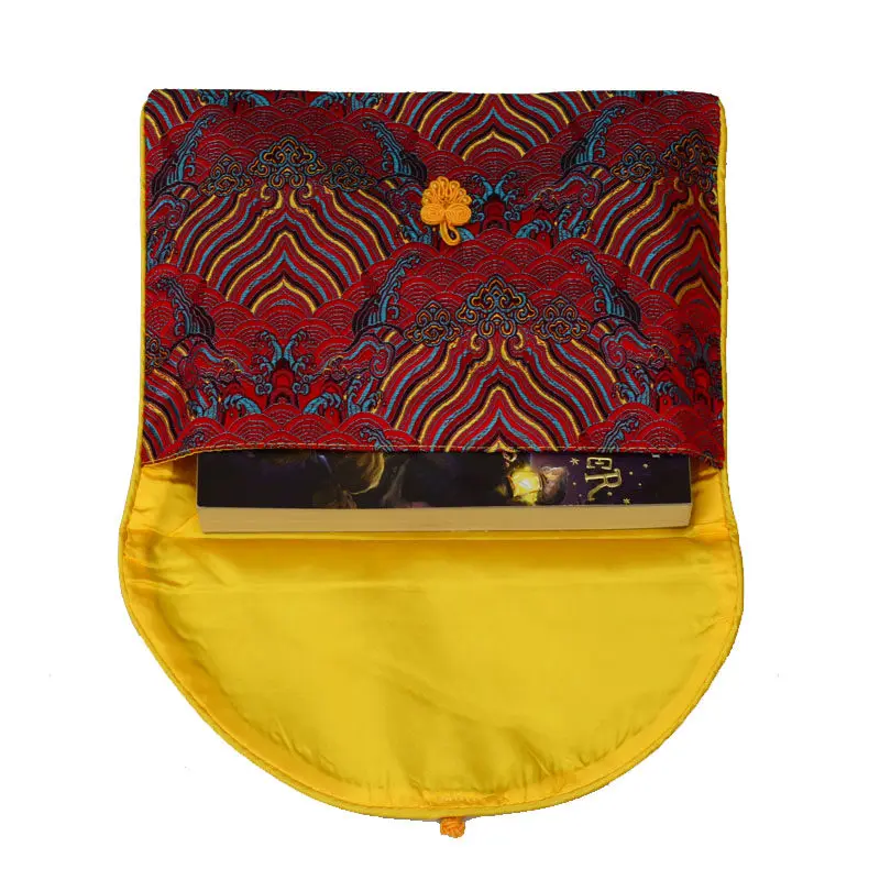 Portable Double Layer Brocade Scripture Bag Thick Dust Cover for Buddhist Sutra Books and Handwritten Texts, Sutra Book Cover