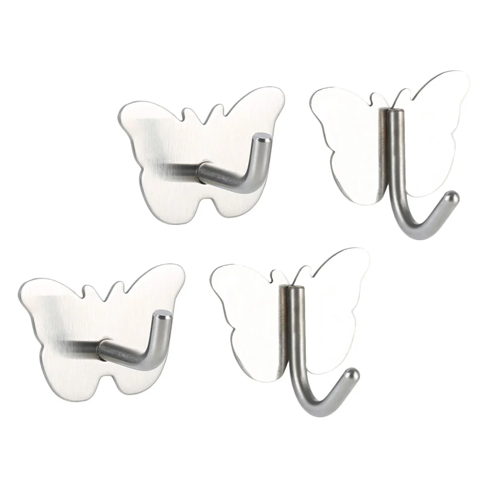 

4 Pcs Clothes Racks Butterfly Hook Hat Hanging Tool Coat Household Bracket Butterflies Door Metal Silver Clothing Home Supplies