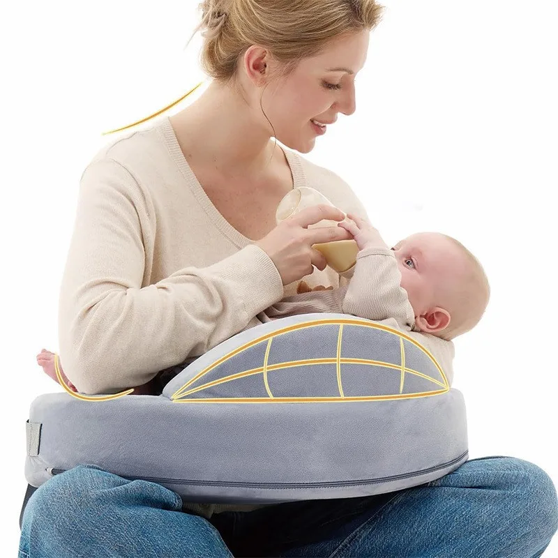 Ergonomic Memory Foam Nursing Pillow Breastfeeding Newborn Feeding Pillow Nursing Waist Support for Holding Baby Removable Cover