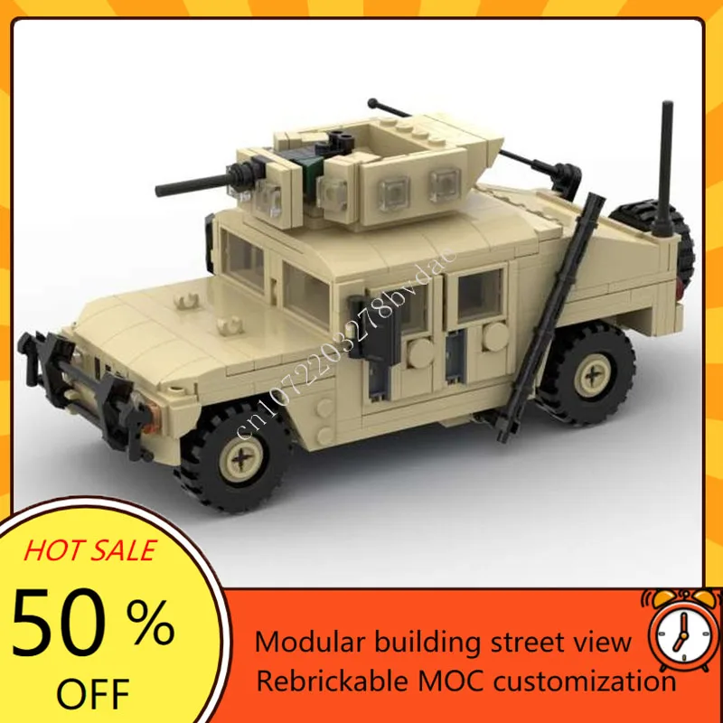 338PCS MOC  M1151 HMMWV Up-armored armaments carrier Destroyer Armored Car Model Building Blocks Brick DIY Assembly Toys Gift