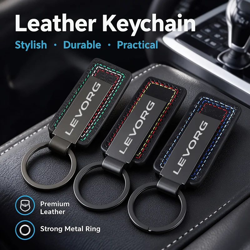 Leather Key Fob Keychain for Subaru LEVORG Car Logo Premium Metal Buckle Key Ring Auto Accessories Gift for Car Enthusiasts