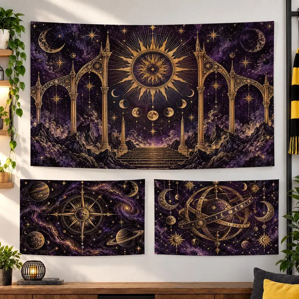 Cosmic Starry Sky Tapestry Durable Soft Microfiber Horizontal Wall Hanging Decor For Bedroom Patio Garden Parties