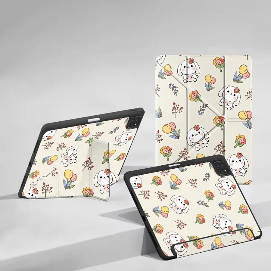 Tablet Case For iPad Pro 2025 Air 4 5 M3 M2 1 2 M4 11inch Mini 6 7 Pro 11th 10th 9th 8th 7th 12.9inch Holder Cover Flowers And